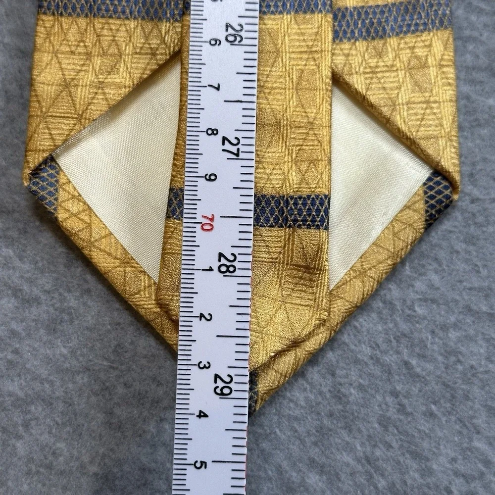 Esquire 100% Silk Gold Blue Striped Necktie Made in Korea Vintage 58x3.75in